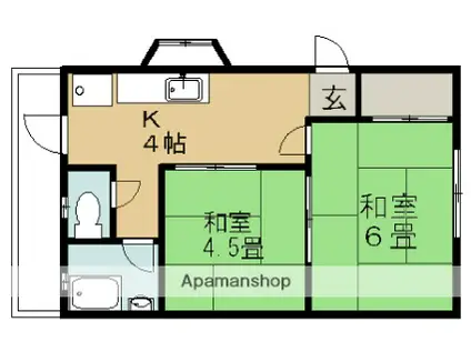 恵美須1-4-28アパート(2K/2階)の間取り写真