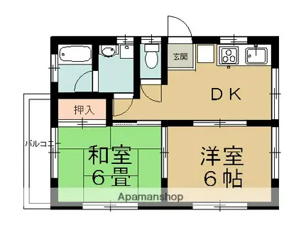 コーポ丸亀(2DK/2階)の間取り写真