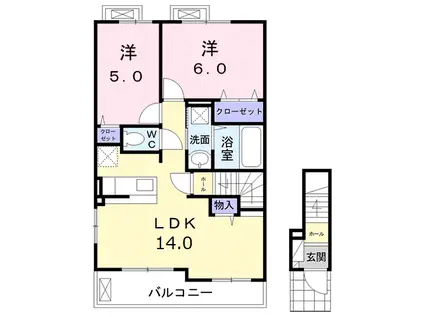 レジデンス鳥生7(2LDK/2階)の間取り写真