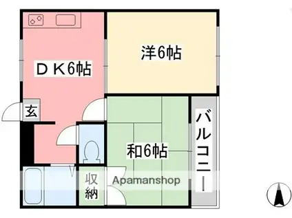 カーサ野田(2DK/3階)の間取り写真