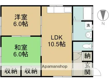 予讃線 赤星駅 徒歩13分 1階建 築23年(2LDK)の間取り写真