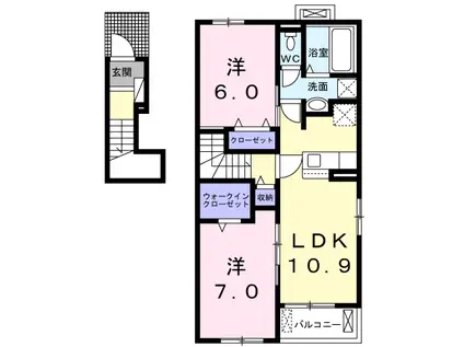 フェリックス23区(2LDK/2階)の間取り写真