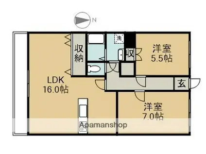 アーバンコート北新町(2LDK/5階)の間取り写真