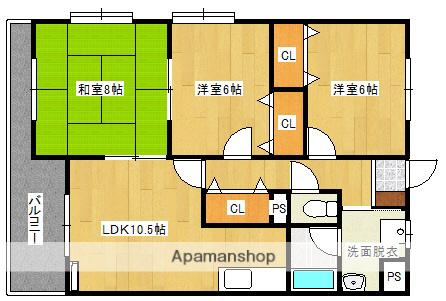 日正グランハイツ(3LDK/3階)の間取り写真