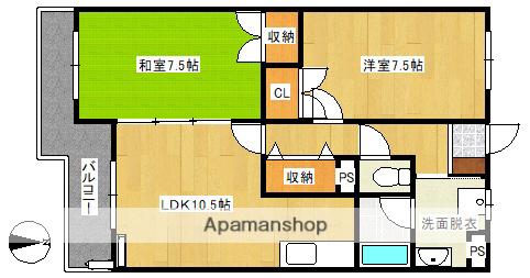 日正グランハイツ(2LDK/4階)の間取り写真