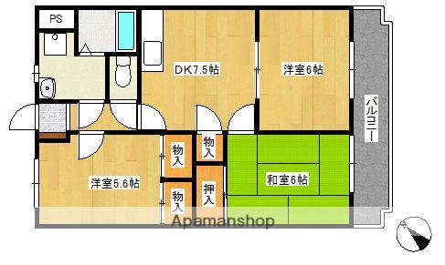 ツインヴィレッジ 1(3DK/2階)の間取り写真