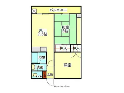 都市空間マンション(2DK/2階)の間取り写真