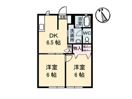 ディアス明石(2DK/1階)の間取り写真