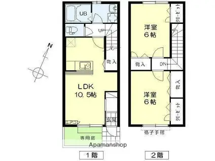 アザレア大洲駅前B棟(2LDK/1階)の間取り写真