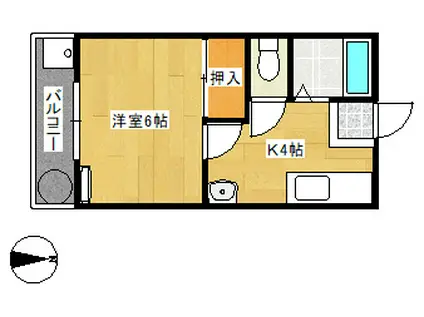 ウエストサイドハイツ(1K/1階)の間取り写真