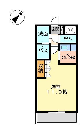エクセルコート(1K/1階)の間取り写真