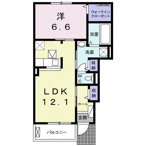 ブルー バード(1LDK/1階)の間取り写真