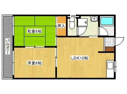 ライブポイント(2LDK/2階)の間取り写真