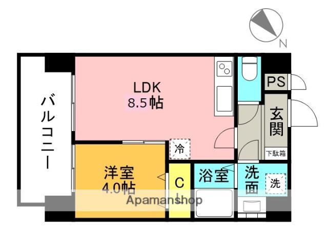 ゲレンデヴァーゲン内子(1LDK/7階)の間取り写真