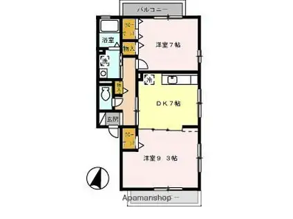 ESTATE SEA(2DK/2階)の間取り写真