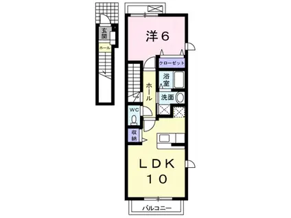 フォーリーフ・フォーチュン(1LDK/2階)の間取り写真