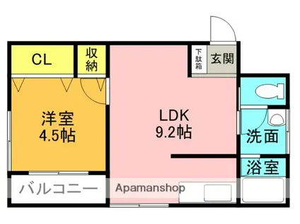 ポパイハウス(1DK/3階)の間取り写真