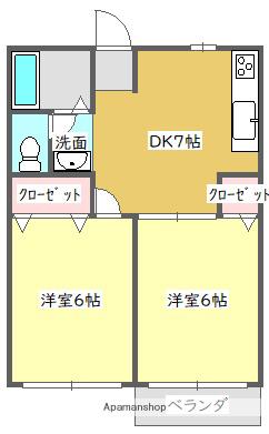 ヴァン・ヴェール(2DK/1階)の間取り写真