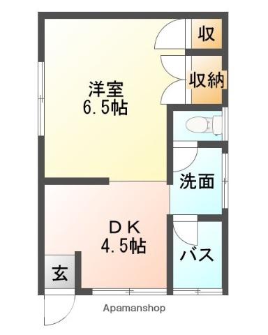 コーポ三國(1DK/2階)の間取り写真