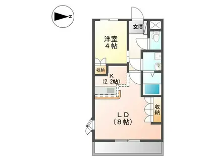 ディア ベルジュ(1LDK/2階)の間取り写真