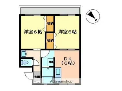 ヴィラ・クレール(2DK/1階)の間取り写真