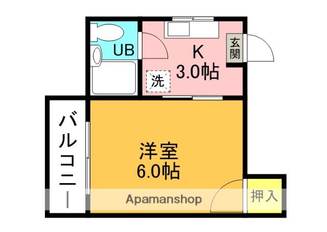 宮瀬第3マンション(1K/4階)の間取り写真