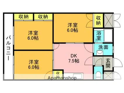 グリーンアート明倫館(3DK/4階)の間取り写真