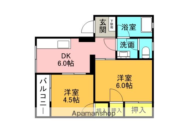 グリーンハイツ(2DK/2階)の間取り写真