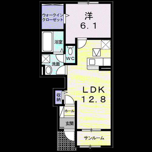 ファースト ステップⅢ(1LDK/1階)の間取り写真