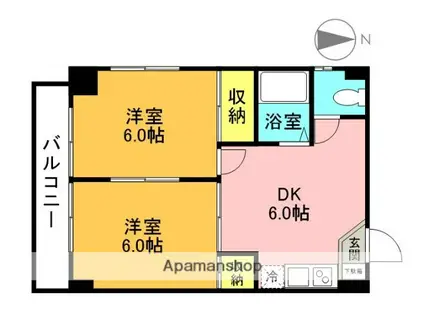 寿ハイツ(2DK/5階)の間取り写真