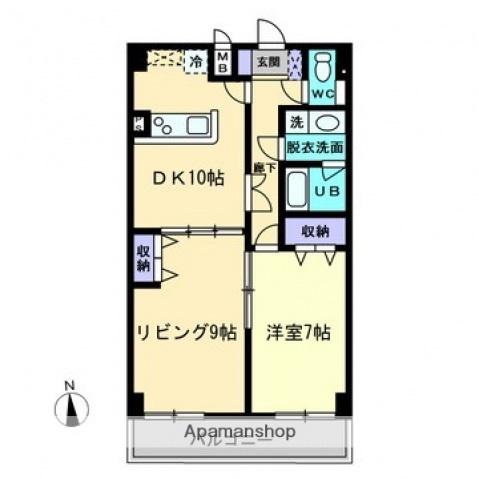 AXIS空港通(2LDK/9階)の間取り写真