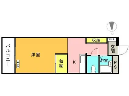 湯山コーポラス(1K/3階)の間取り写真