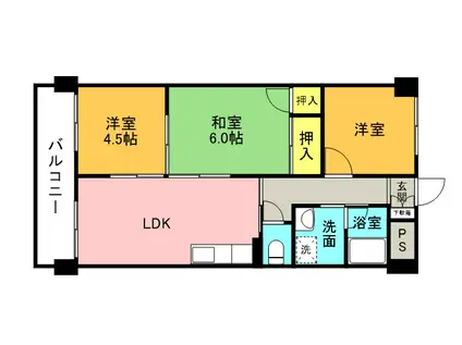 ハイツモンレーブ(3DK/2階)の間取り写真