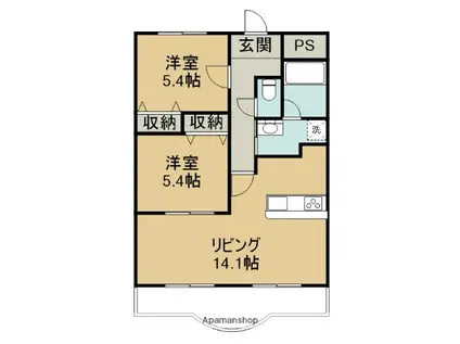 ブライムシャノン(2LDK/1階)の間取り写真