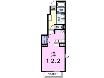 プラシードカーサⅡ(ワンルーム/1階)の間取り写真