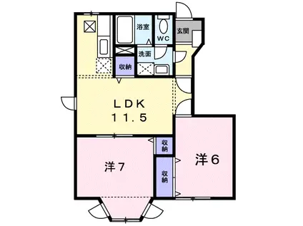 ウエストコートA(2LDK/1階)の間取り写真