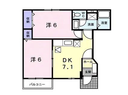 サントル吉藤A(2DK/1階)の間取り写真