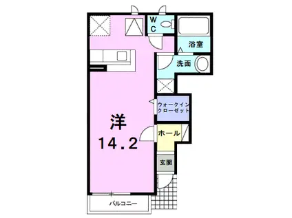 ポワッソン(ワンルーム/1階)の間取り写真