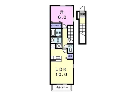 アンジュベリーA(1LDK/2階)の間取り写真