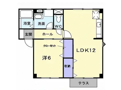メゾン光峰A棟(1LDK/1階)の間取り写真