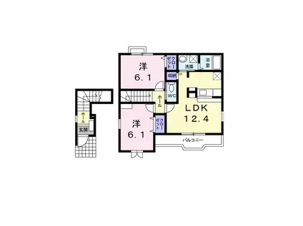 サンフレイム斎院(2LDK/2階)の間取り写真