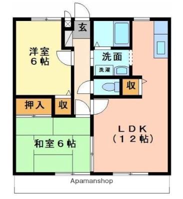 サンガーデン西古泉(2LDK/2階)の間取り写真