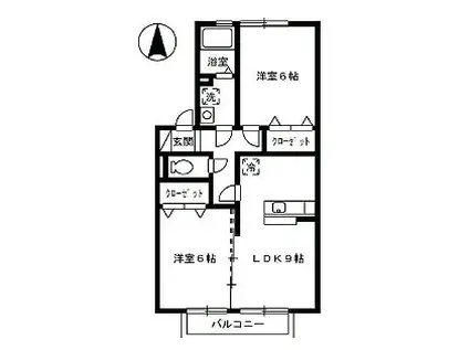 パルコートIKE(2LDK/2階)の間取り写真
