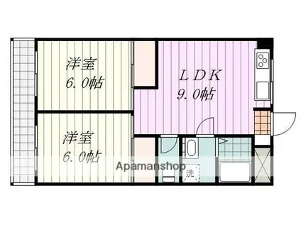 白石グランドハイツ(2LDK/2階)の間取り写真