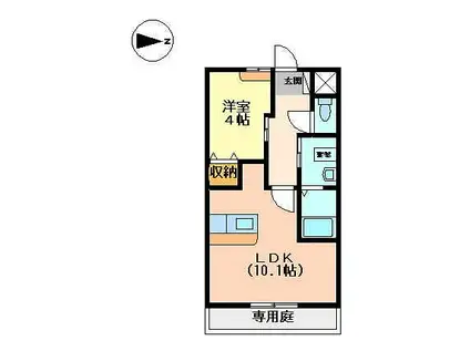 スカイピアJM(1LDK/1階)の間取り写真