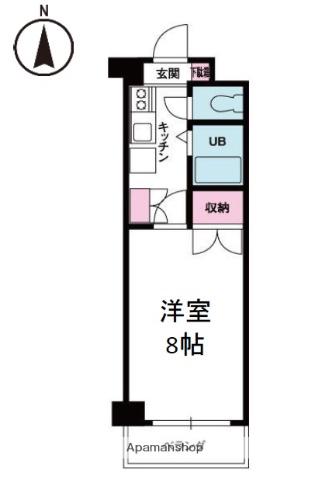 ジョイフル第5中村(1K/4階)の間取り写真