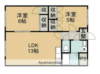 ラフォーレ鷹の子(2LDK/3階)の間取り写真