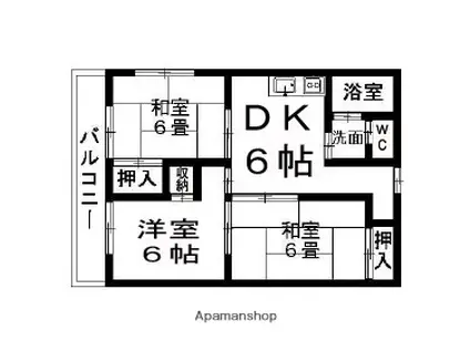 松山南ハイツ(3DK/2階)の間取り写真