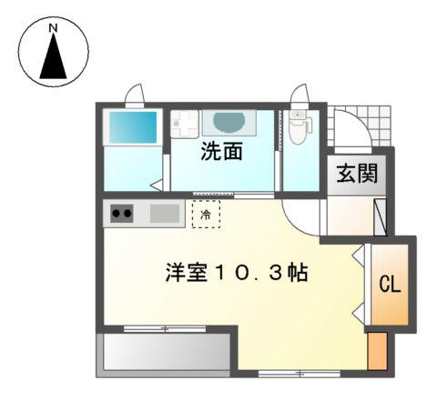 シャルマンN(ワンルーム/1階)の間取り写真
