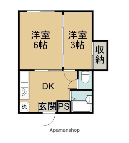 LAHALE持田(2DK/1階)の間取り写真